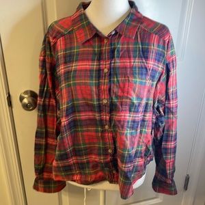American Eagle Plaid Cropped Flannel Shirt